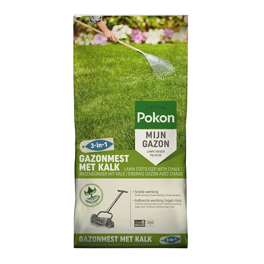 Pokon Gazonmest Met Kalk 3-in-1 250 M2 3 Pokon Gazonmest Met Kalk 3-in-1 250 M2